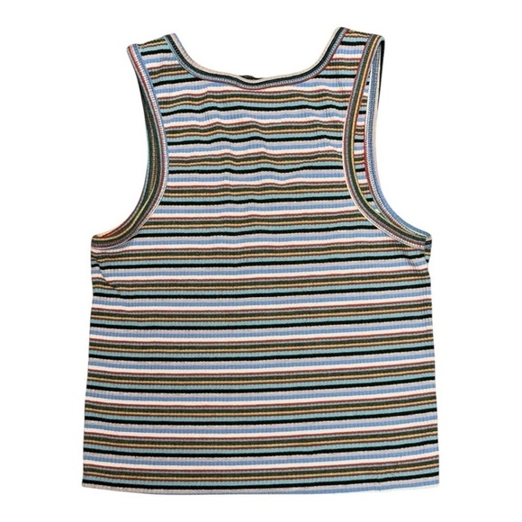 Urban Outfitters Tank Scoop Neck Striped Embroidered Mushroom Multi Color Medium - Picture 4 of 6